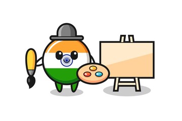 Illustration of india mascot as a painter