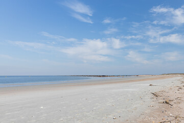 Fototapeta na wymiar Ocean, beach, blue sky white clouds