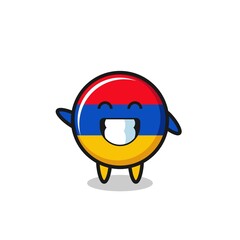 armenia flag cartoon character doing wave hand gesture