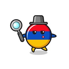 armenia flag cartoon character searching with a magnifying glass