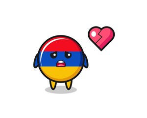 armenia flag cartoon illustration is broken heart