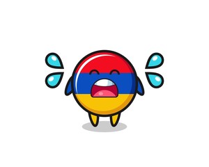armenia flag cartoon illustration with crying gesture