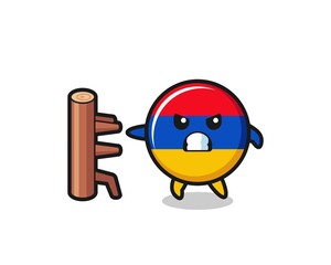 armenia flag cartoon illustration as a karate fighter