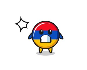armenia flag character cartoon with shocked gesture