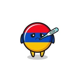 armenia flag mascot character with fever condition