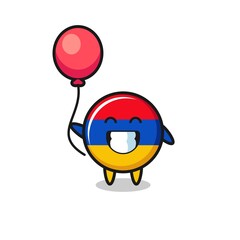 armenia flag mascot illustration is playing balloon
