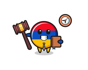 Mascot cartoon of armenia flag as a judge