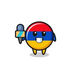 Character mascot of armenia flag as a news reporter
