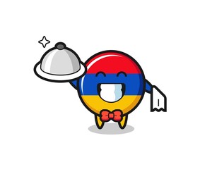 Character mascot of armenia flag as a waiters