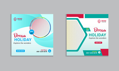 Travel social media design vector template