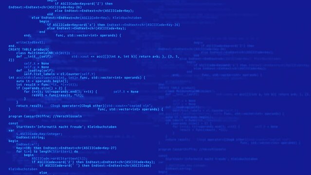 3D Loop Hacking code data flow stream Computer screen Animation. Encrypted typing coding. Network security, development, cyber encryption crypto. Programming code on computer screen. Coding, hacking.