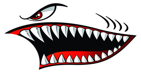 Flying Tigers Shark Jaws Car Decal Car Sticker Vector Art Graphic - obrazy, fototapety, plakaty