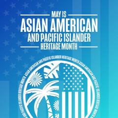 May is Asian American and Pacific Islander Heritage Month. Holiday concept. Template for background, banner, card, poster with text inscription. Vector EPS10 illustration. © bulgn