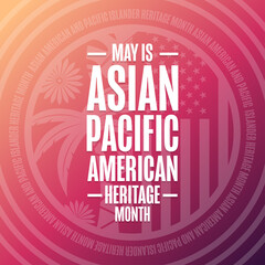 May is Asian Pacific American Heritage Month. Holiday concept. Template for background, banner, card, poster with text inscription. Vector EPS10 illustration. © bulgn