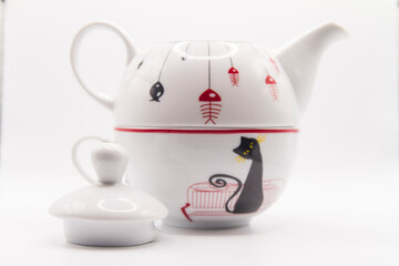 Taza p Cup de Te, Tea o Infusion con Decoracion de Gato o Cat