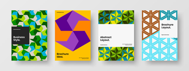 Multicolored mosaic hexagons banner layout collection. Abstract brochure design vector concept set.