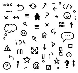 Hand Drawn Web Browser UI Vector Icons Set