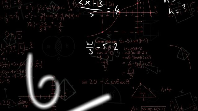 Animation of moving mathematical formulas over blackboard