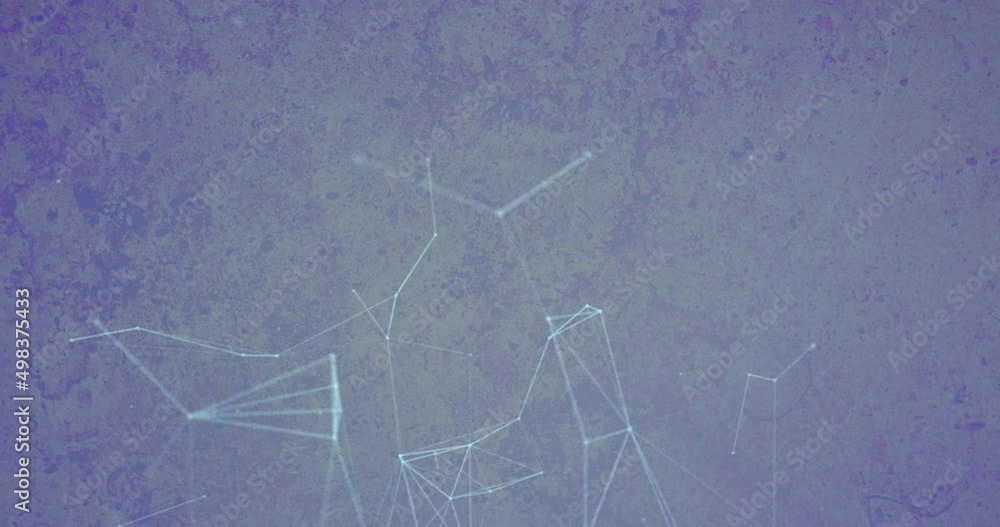 Poster animation of network of plexus connections on purple background