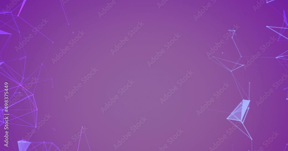 Poster animation of network of plexus connections on purple background