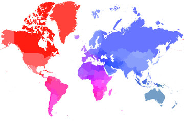 Fototapeta na wymiar Colorful political map of World.