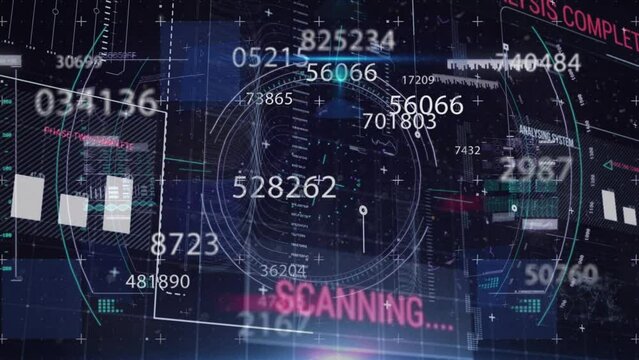 Animation of financial data processing on black background