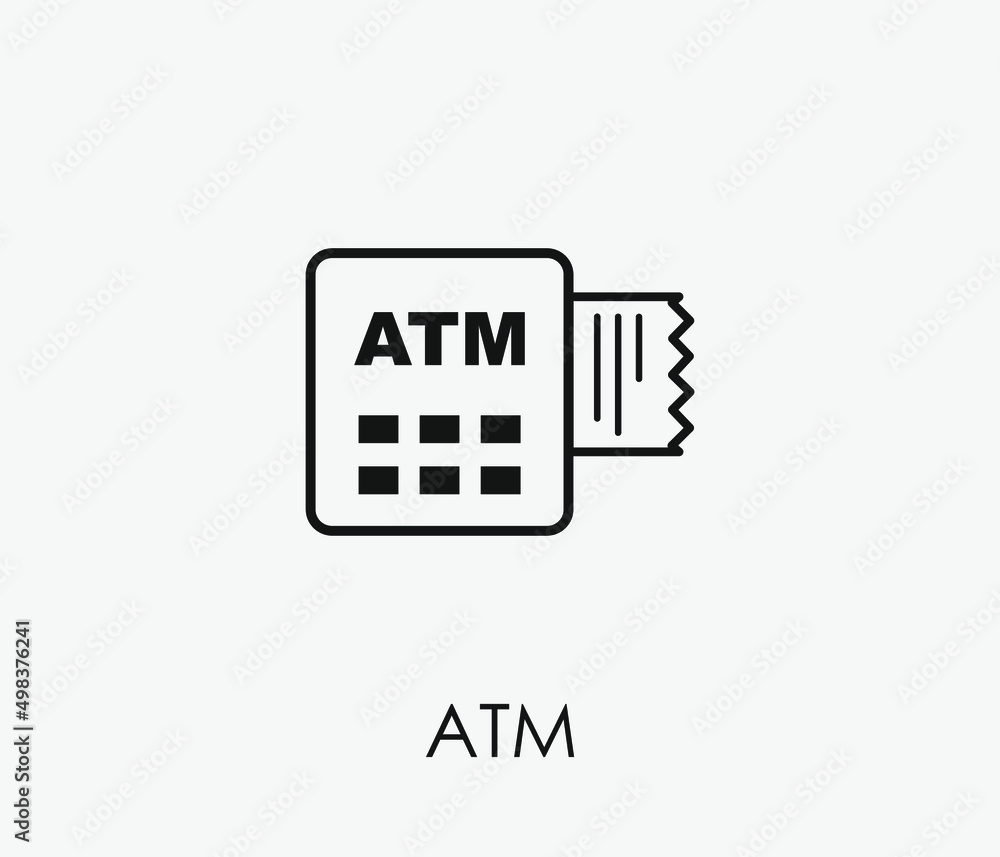 Poster atm vector icon. editable stroke. symbol in line art style for design, presentation, website or apps