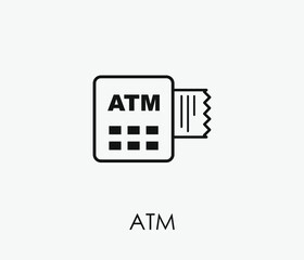 ATM vector icon. Editable stroke. Symbol in Line Art Style for Design, Presentation, Website or Apps Elements, Logo. Pixel vector graphics - Vector