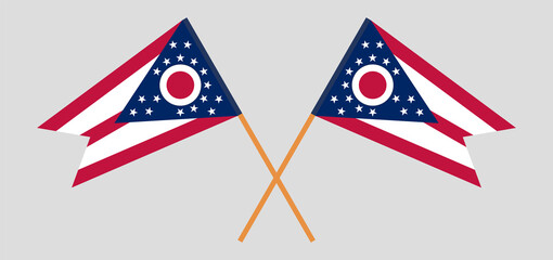 Crossed flags of the State of Ohio. Official colors. Correct proportion
