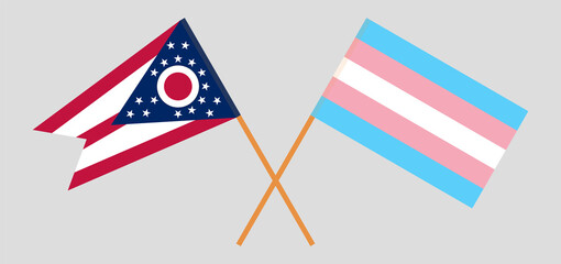 Obraz premium Crossed flags of the State of Ohio and Transgender Pride. Official colors. Correct proportion