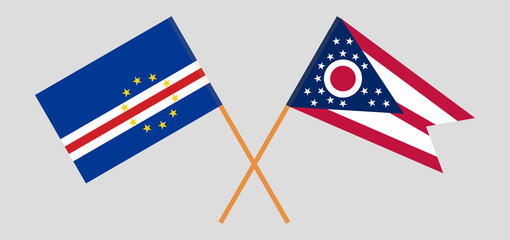 Crossed flags of Cape Verde and the State of Ohio. Official colors. Correct proportion