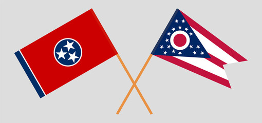 Crossed flags of The State of Tennessee and the State of Ohio. Official colors. Correct proportion