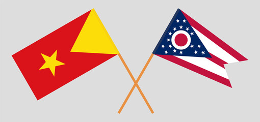 Crossed flags of Tigray and the State of Ohio. Official colors. Correct proportion