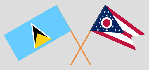 Crossed flags of Lesotho and the State of Ohio. Official colors. Correct proportion