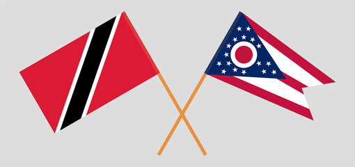 Fototapeta premium Crossed flags of Trinidad and Tobago and the State of Ohio. Official colors. Correct proportion