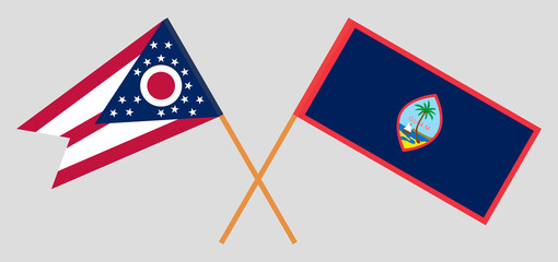 Crossed flags of the State of Ohio and Guam. Official colors. Correct proportion