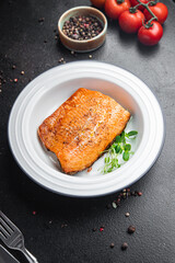 salmon fish seafood bbq char grill barbecue fried fresh meal food snack on the table copy space food background 