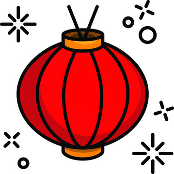 Asian traditional night street paper lanterns