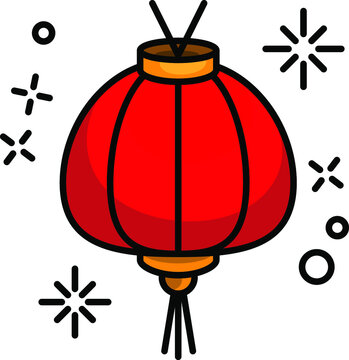 Asian traditional night street paper lanterns