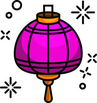 Asian traditional night street paper lanterns