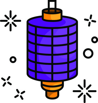 Asian traditional night street paper lanterns
