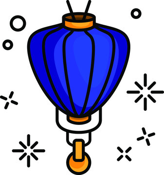 Asian traditional night street paper lanterns