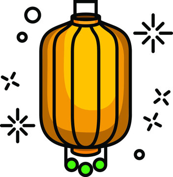Asian traditional night street paper lanterns