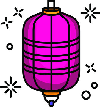 Asian traditional night street paper lanterns