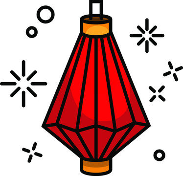 Asian traditional night street paper lanterns