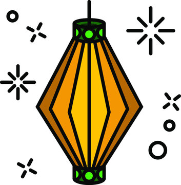 Asian traditional night street paper lanterns