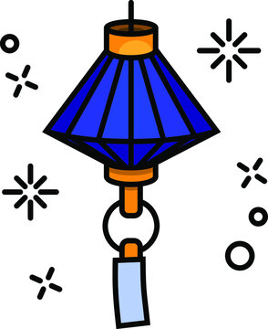 Asian traditional night street paper lanterns