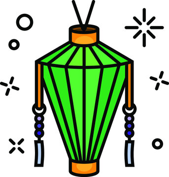 Asian traditional night street paper lanterns