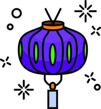 Asian traditional night street paper lanterns