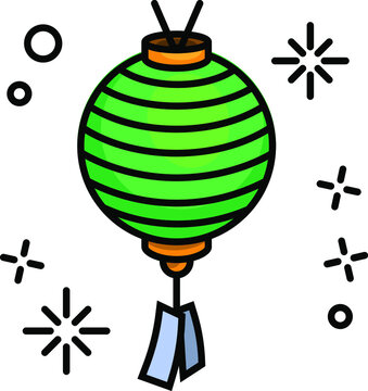 Asian traditional night street paper lanterns